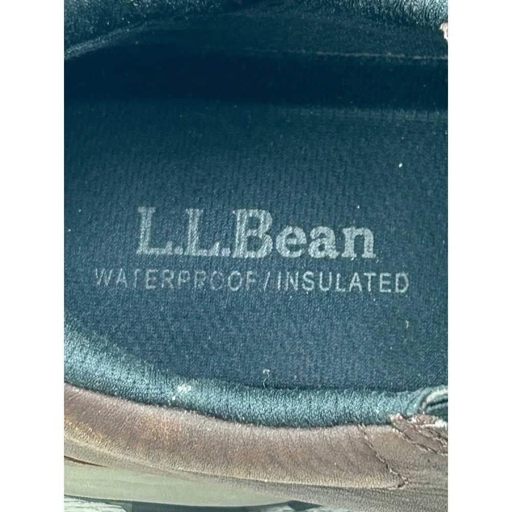 LL Bean Waterproof Insulated Leather‎ Mocs Brown Vibram Arctic Grip Women Size 9
